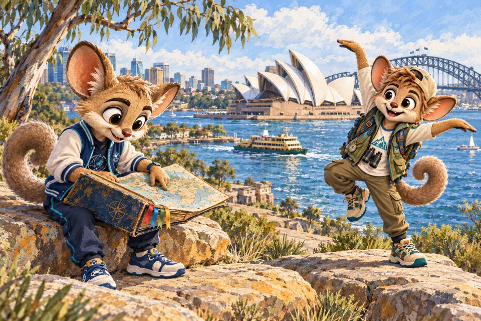 Max and Tim explore Sydney Harbour beside the Opera House
